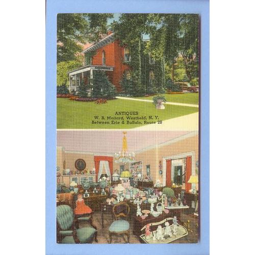New York Westfield Antiques W B Mollard View of Small Old House w/Interior~24