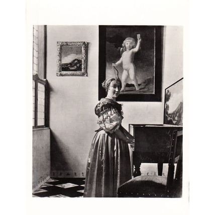 Vermeer Lady Standing At The Virginals Real Photo Rare Gallery Painting Postcard