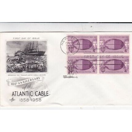 United States 1958 Atlantic Cable FDC New York Cancel Unaddressed VGC