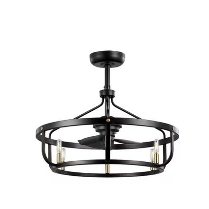 Progress Copan 28.75" Indoor/Outdoor Inustrial Black & Gold Cage Fan w/ Remote