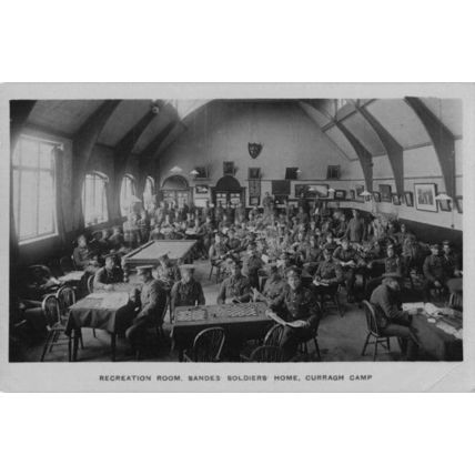 Billiards Draughts Board Game Room Soldiers Home Curragh Camp Irish Old Postcard
