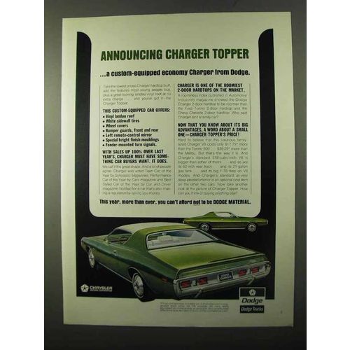 1971 Dodge Charger Topper Ad - Announcing