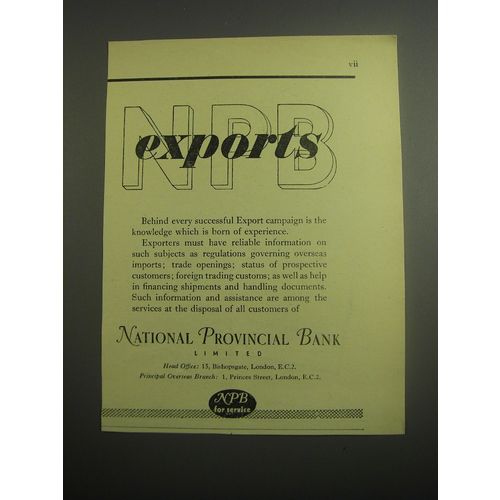 1948 National Provincial Bank Ad - NPB Exports