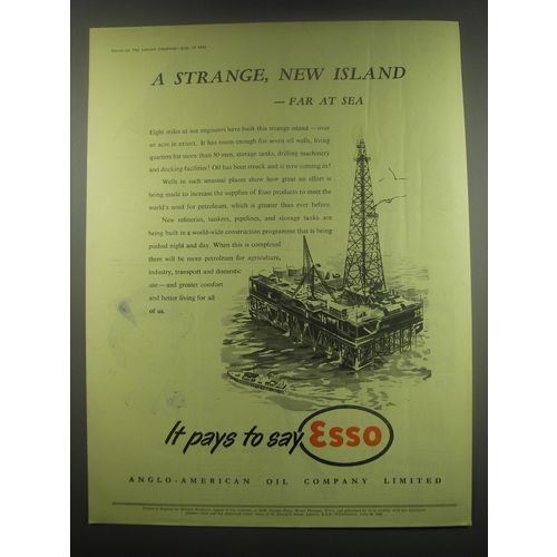 1949 Esso Oil Ad - A strange, new island - far at sea