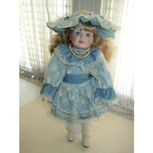 Dynasty Doll Collection EILEEN Porcelain MIB Doll 16” Victorian Blue Gown +