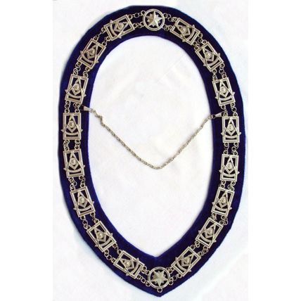 MASONIC REGALIA PAST MASTER NEW GOLD METAL CHAIN COLLAR BLACK VELVET CP MADE