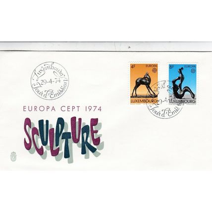 Luxembourg 1974 Europa Sculptures FDC special cancel Unaddressed VGC