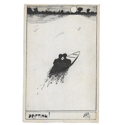 'Drifting', 1907. Illustrated by Harry for Olive - The Postal Museum