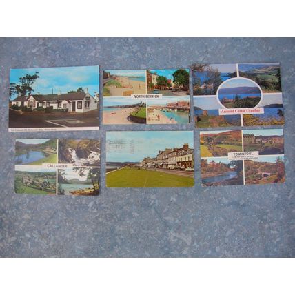 6 old Scottish (Scotland) Postcards – Tomintoul, North Berwick, Loch Ness etc.