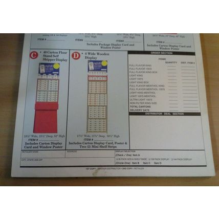 The American Tobacco Company Prime Cigarettes Retail Sales Order Booklet