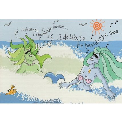 Green Hair Dye Hippy Hippies at Eastbourne Sussex Comic Postcard