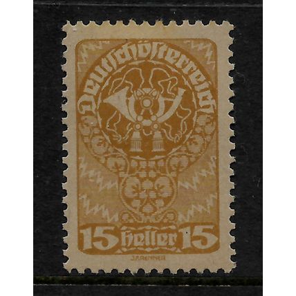 AUSTRIA 1919 POST HORN 15H BROWN SG 343a M MINT
