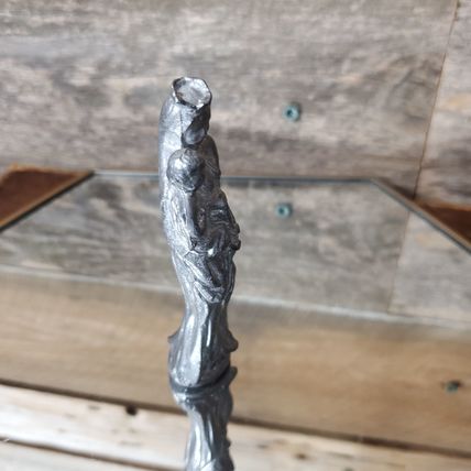 Vintage Solid Pewter Virgin Mary Holding Child Jesus - 4"