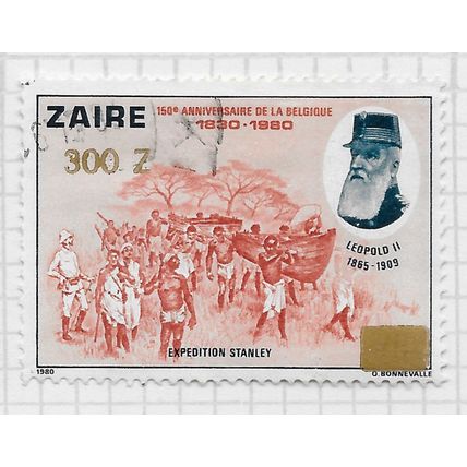 ZAIRE 1990 KING LEOPOLD STANLEY EXPEDITION SURCHARGE 300Z 150 YEARS INDEPENDENCE