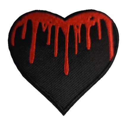 Bleeding Heart Iron On Patch Horror Sew Black Red Badge Fun Applique Badge P584