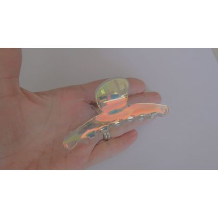 Clear color change iridescent design hair claw clip for fine, thin hair