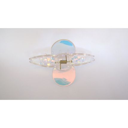Clear color change iridescent design hair claw clip for fine, thin hair