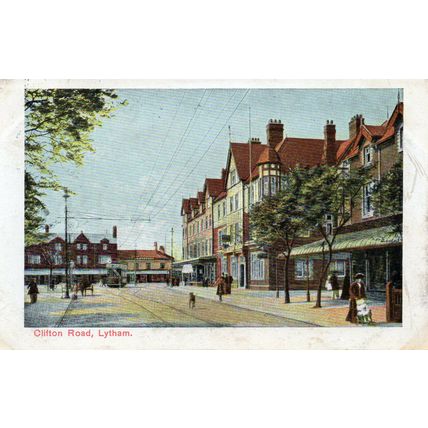 Clifton Road - LYTHAM - Lancashire - 1910 - Tram - Shops Original Postcard (400T