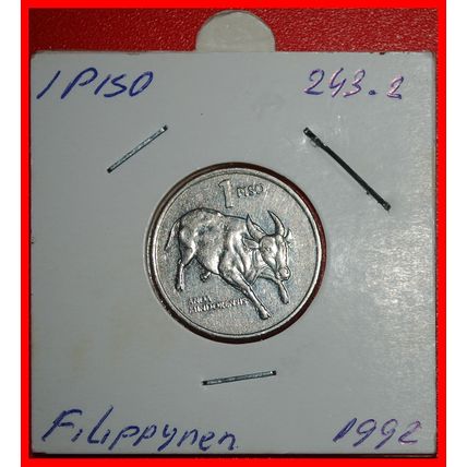 BULL (1991-1994):PHILIPPINES★1 PISO 1992 MINT LUSTER★HOLDER★LOW START★NO RESERVE