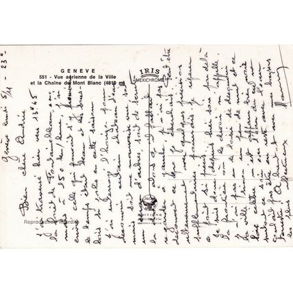 Geneve Ville Switzerland Postcard posted creased