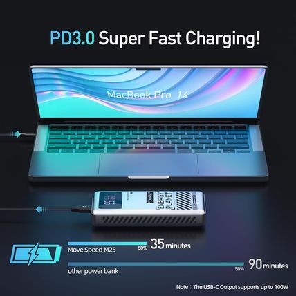 MoveSpeed 130W Power Bank 25000mAh 100W 65W Mobile Phone Laptop Battery Charger