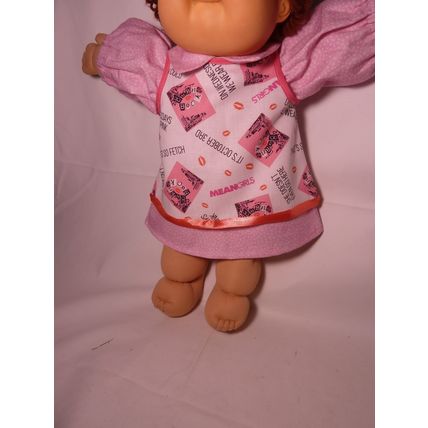 Cabbage Patch Pinkish Mix Color Dress w/Smock, fits 16-18" Doll 2pc ea*