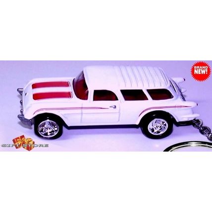 KEYCHAIN WHITE 54 CHEVY CORVETTE NOMAD CONCEPT GREAT GIFT For DESK DISPLAY