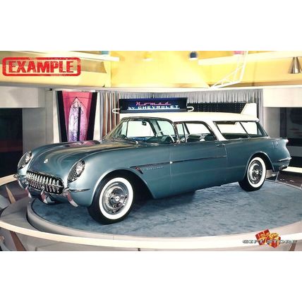 KEYCHAIN WHITE 54 CHEVY CORVETTE NOMAD CONCEPT GREAT GIFT For DESK DISPLAY