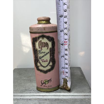Aida Lavender Talcum Powder Simpsons PTY LTD EMPTY Collectible Tin Storage Decor