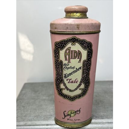 Aida Lavender Talcum Powder Simpsons PTY LTD EMPTY Collectible Tin Storage Decor
