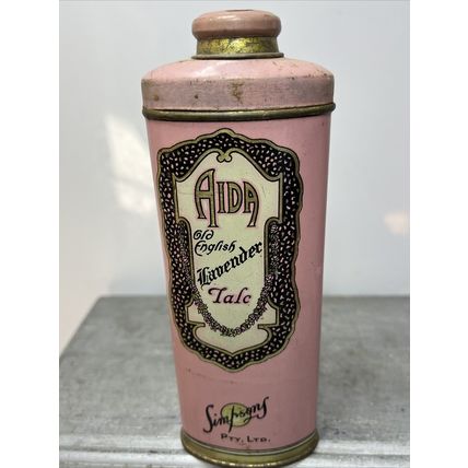 Aida Lavender Talcum Powder Simpsons PTY LTD EMPTY Collectible Tin Storage Decor
