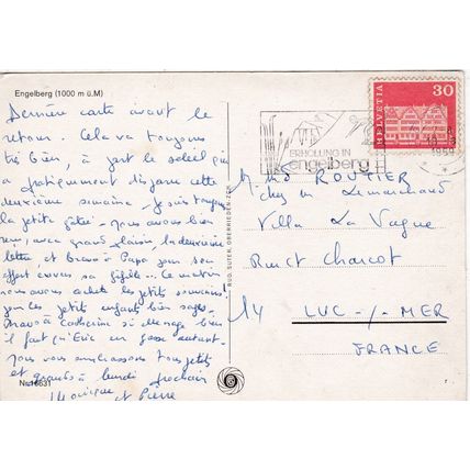 Engelberg Switzerland Postcard posted 1969 creased