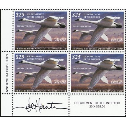 RW83, MNH $25 Duck Plate Block Artist Signed! Very Scarce! * Stuart Katz