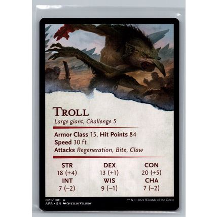 Art Series: D&D Adventures in the Forgotten Realms #21 Troll Art Card