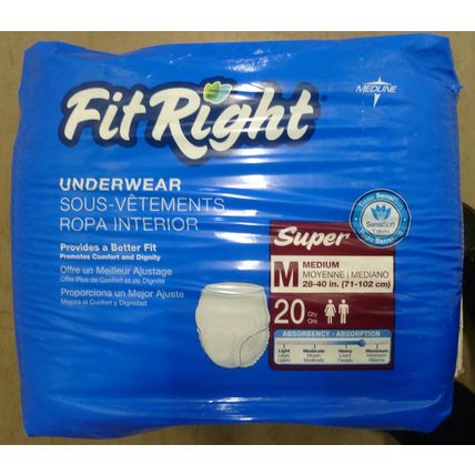 9 PACKAGES 180 PAIR MEDLINE FIT RIGHT SUPER ADULT PULLS PROTECTIVE UNDERWEAR