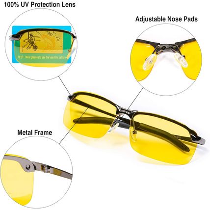 Night Driving Glasses anti Glare Polarized with Stylish Case - Night Vision/ Tac
