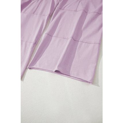 Pink Mineral Wash Exposed Seam Drawstring High Waist Wide Leg Cargo Pants