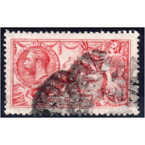 Sg410 5/- De La Rue pale carmine fine used cat £450