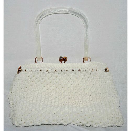 New Vintage 1960 Hand Made Creamy White Hand Bag