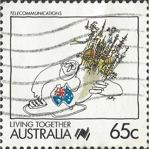 AUSTRALIA, Living Together, Telecommunications, white 1988, 65c, #2