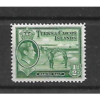 Turks & Caicos.SG195a 1/2d Raking Salt (Deep Green).Mounted Mint.Nov20
