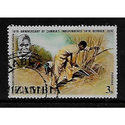 ZAMBIA 1974 ANNIV INDEPENDANCE 3N NAKAMBALA SUGAR ESTATE SG 211 FINE USED