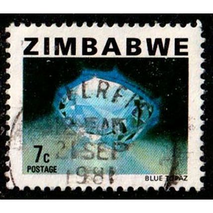 Africa Zimbabwe 1980 Gemstone 7c Used Stamp Blue Topaz