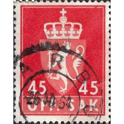 NORWAY, Crest Official, orange 1958, 90ore