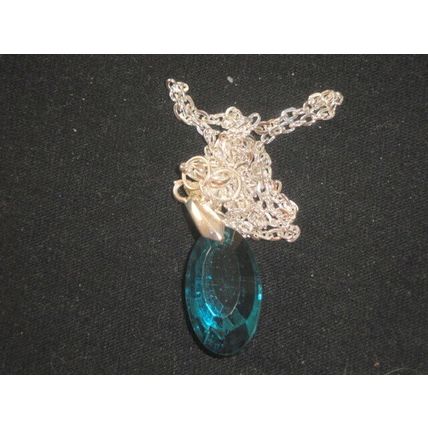 Stunning electric blue faceted oval pendant on snake chain necklace