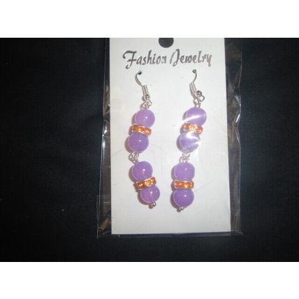 Unusual vivid lavender & orange crystal long swing earrings