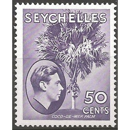 Seychelles 1949 SG144b 50c Bright Lilac Mounted Mint . .
