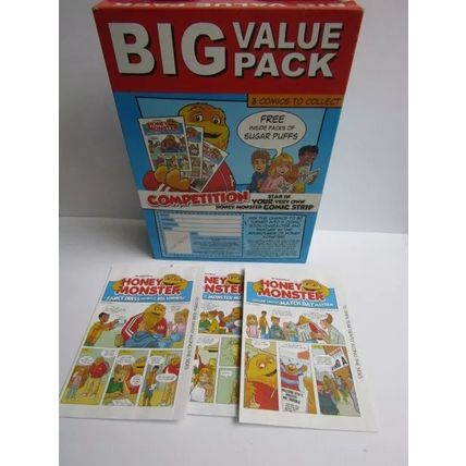 Quaker - Sugar Puffs 2009 Cereal Box Honey Monster Comics Set of 3