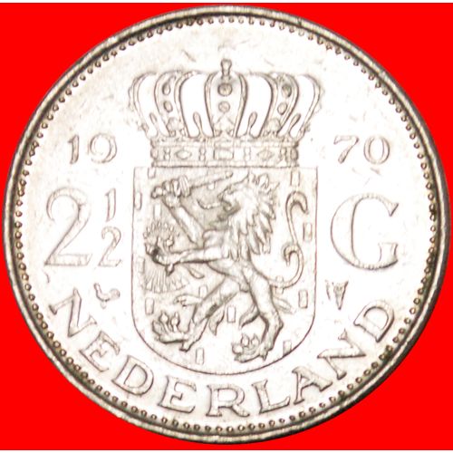 PORTRAIT RIGHT: NETHERLANDS ★ 2 1/2 GULDEN 1970!!! LOW START★ Juliana 1948-1980