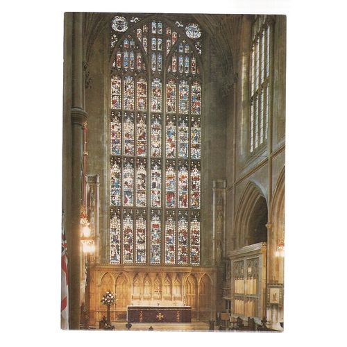 BATH ABBEY, East Window vintage unused postcard J.Arthur Dixon =